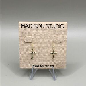 Gold over sterling silver 925 dainty lightweight cross earrings casual everyday